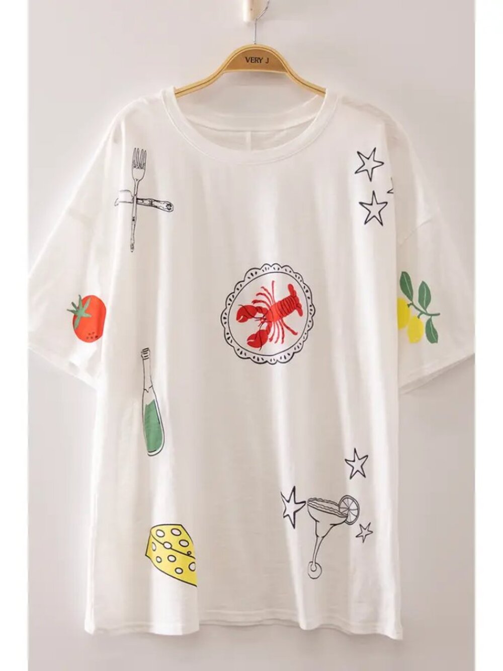 Italian Summer White Graphic Tee NWT